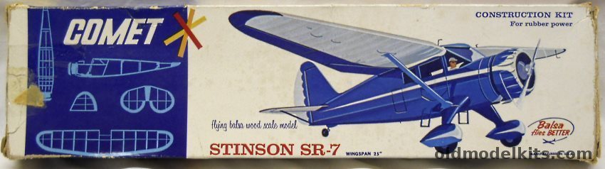 Comet Stinson SR-7 - 25 inch Wingspan Flying Balsa Airplane Model, 3209-100 plastic model kit